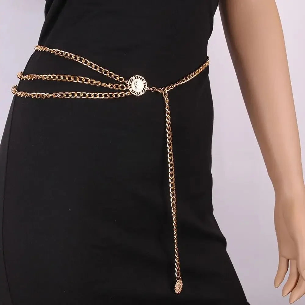 Antique Ethnic Style Waist Chain Adjustable Metal Chain Belt .
