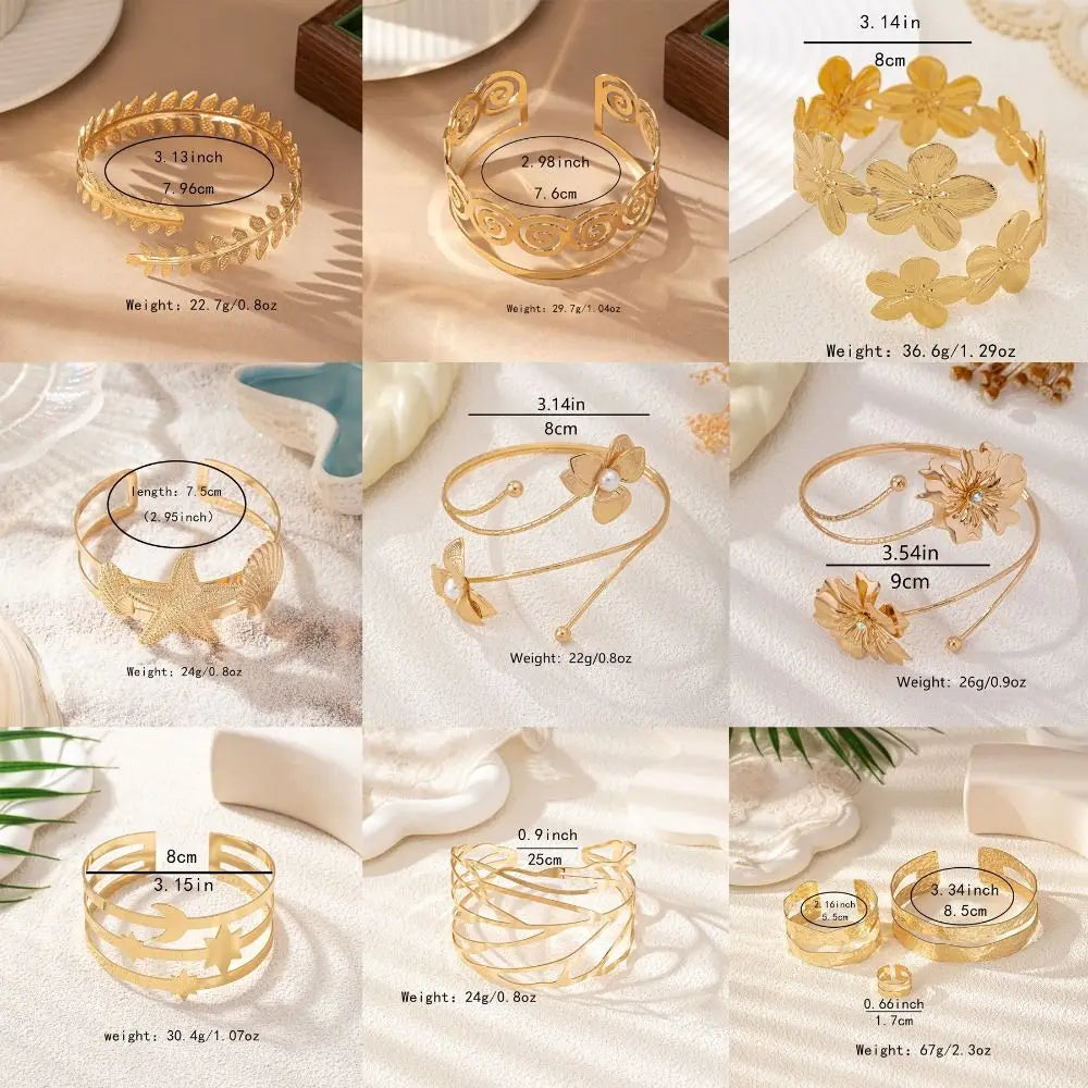 Elegant Metal Tassel Opening Arm Chain Adjustable Multi Style Bangle Retro Fashion Arm Bracelet.
