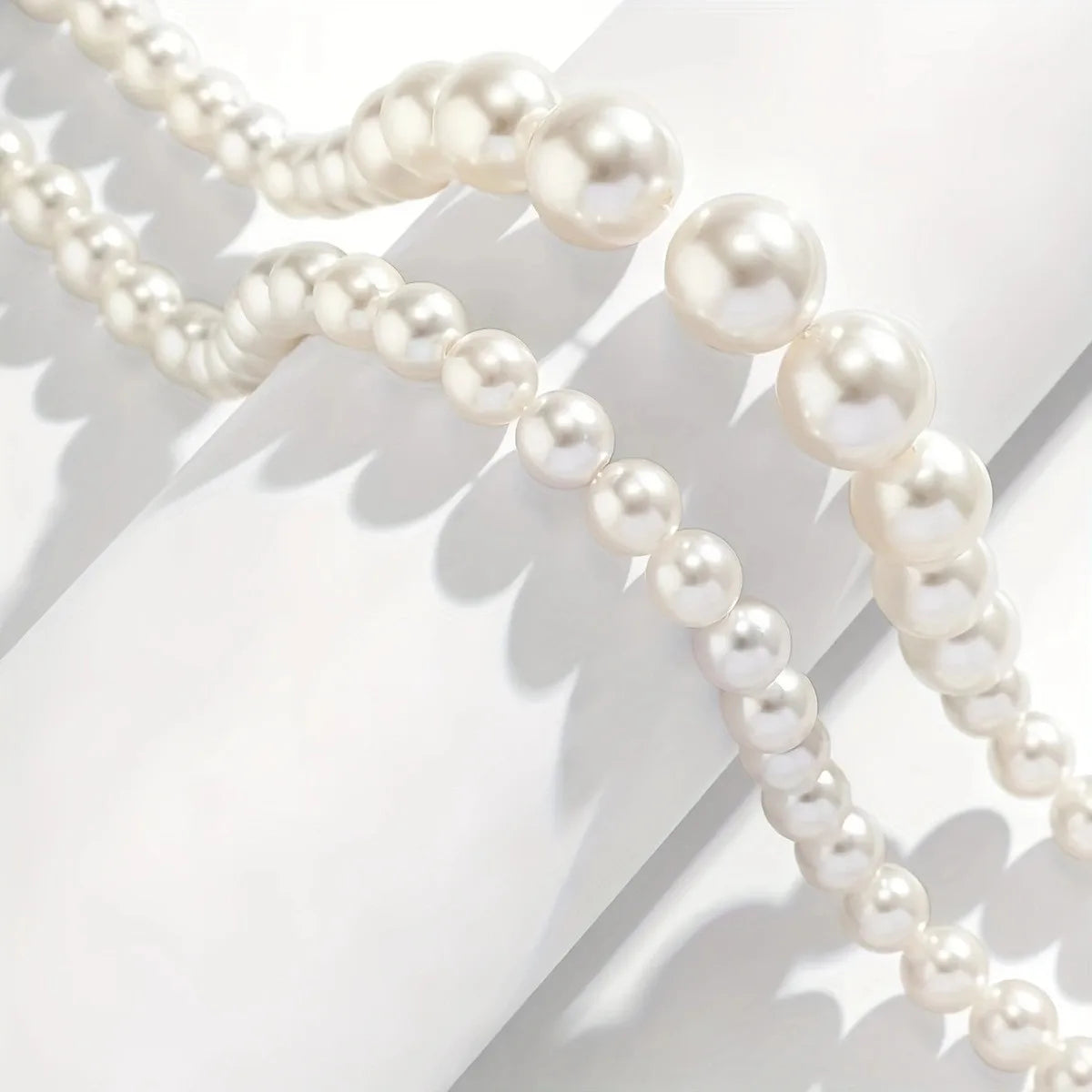 2 Pcs Set Exaggerated Big Imitation Pearl Clavicle Chain Necklace