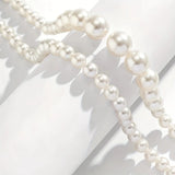 2 Pcs Set Exaggerated Big Imitation Pearl Clavicle Chain Necklace Jewellery.