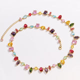 18K Gold Plated New Luxury Colorful Crystal Zircon Necklace Fashion Jewellery.