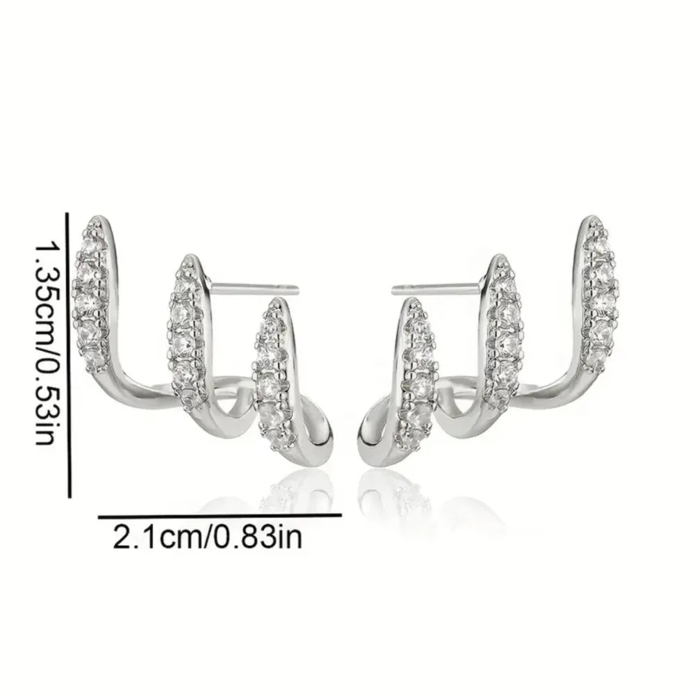 Elegant Rhinestone Three-Claw Earrings Luxurious Earring