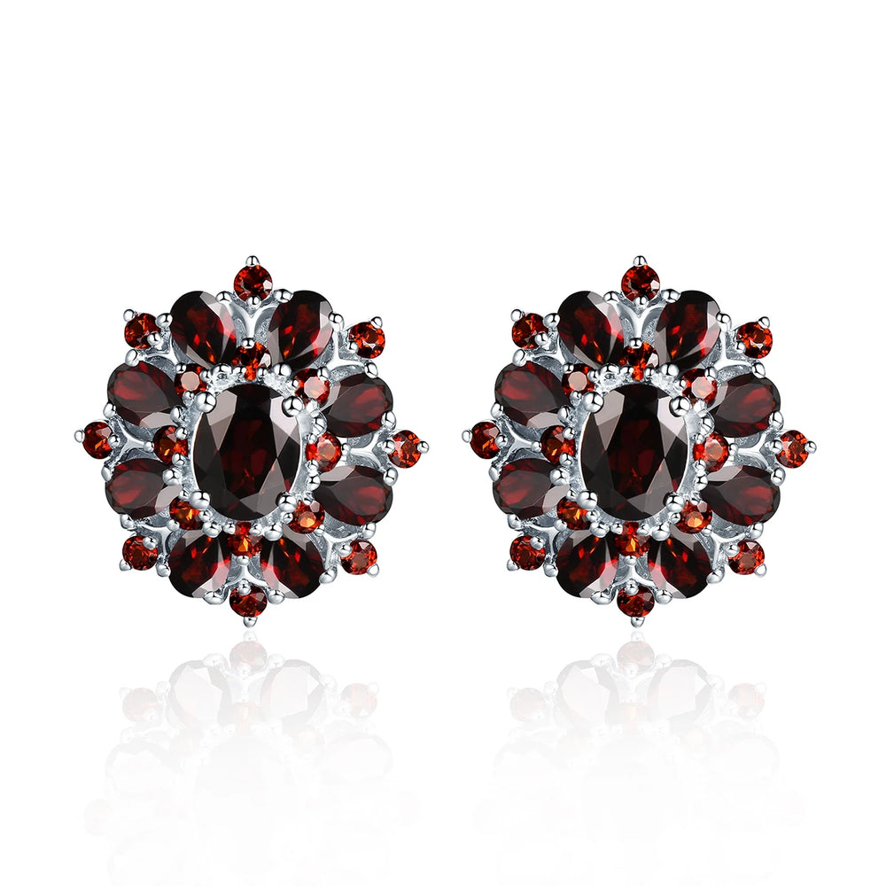 15 Carats Garnet Silver Earrings Natural Gemstone 925 Sterling Silver Fine Jewellery.