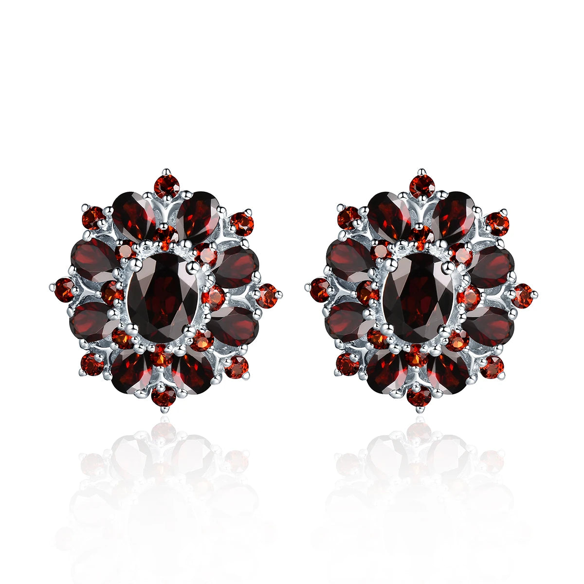 15 Carats Garnet Silver Earrings Natural Gemstone 925 Sterling Silver Fine Jewellery.