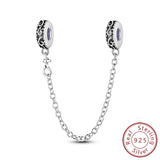 Safety Chain Fit Original 925 Sterling Silver Beads Moon Star Butterfly Heart shaped Jewellery Gift.