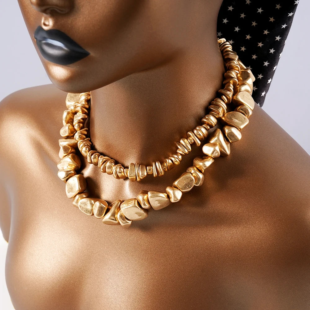 Double Layered Necklace Unique Jewelry Design Collarbone Chain Accessory.