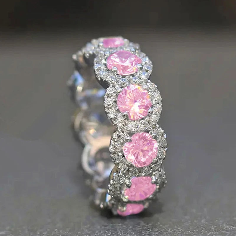 Sparkling Cubic Zirconia Rings Silver Color New Modern Fashion Jewelry.
