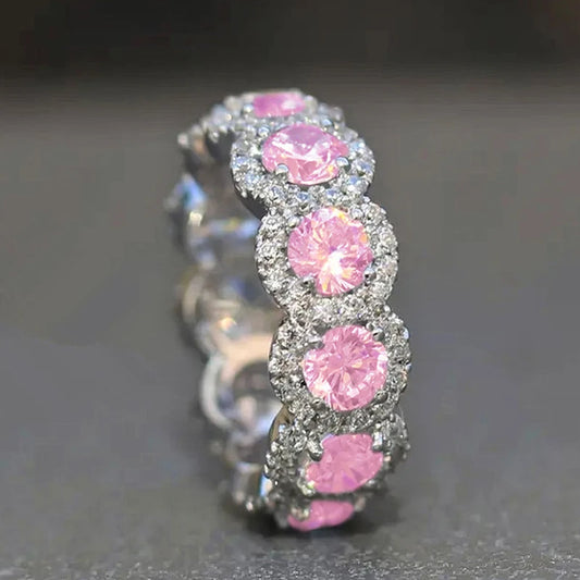 Sparkling Cubic Zirconia Rings Silver Color New Modern Fashion Jewelry.