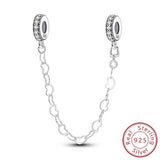 Safety Chain Fit Original 925 Sterling Silver Beads Moon Star Butterfly Heart shaped Jewellery Gift.