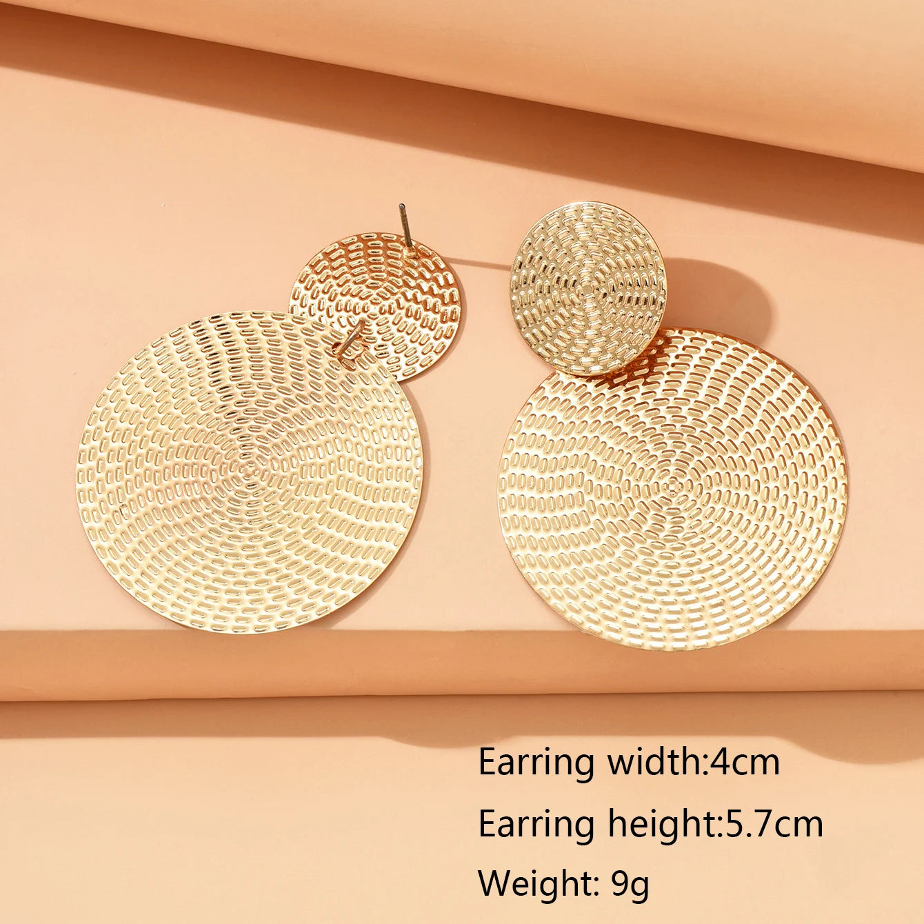 Trendy Geometric Metal Round Earrings.