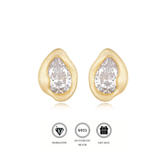 Vintage Water Drop Moissanite Earrings, S925 Sterling Silver Sparkling.