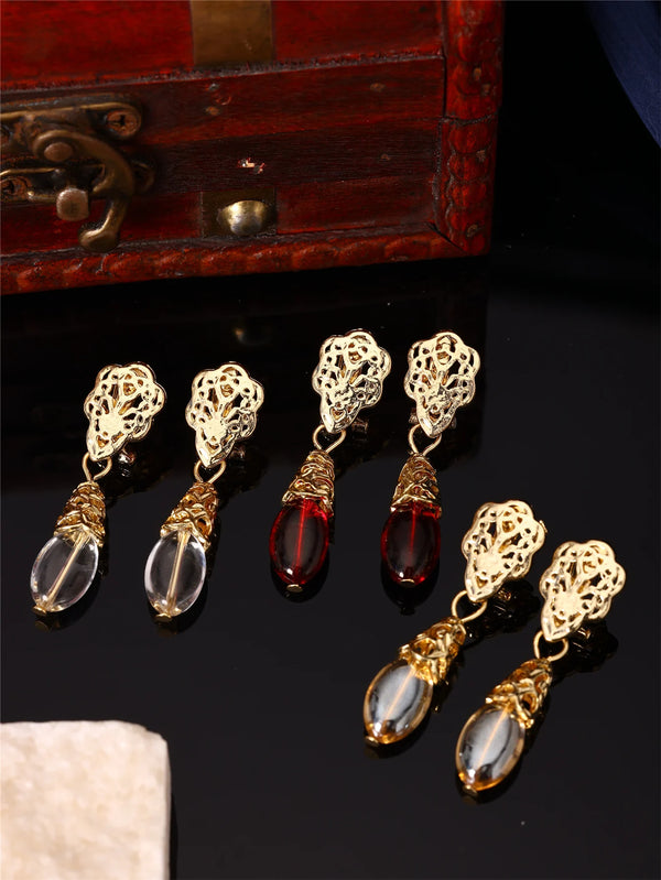 Fashionable and Elegant Women's Earrings in Glass Pendants. Alternate View