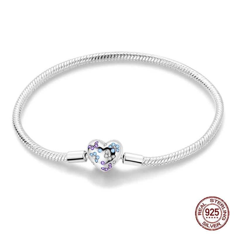 Bracelet Silver 925 Original Star Moon Sun Four Leaf Clover Green Zircon Bracelets Jewellery.