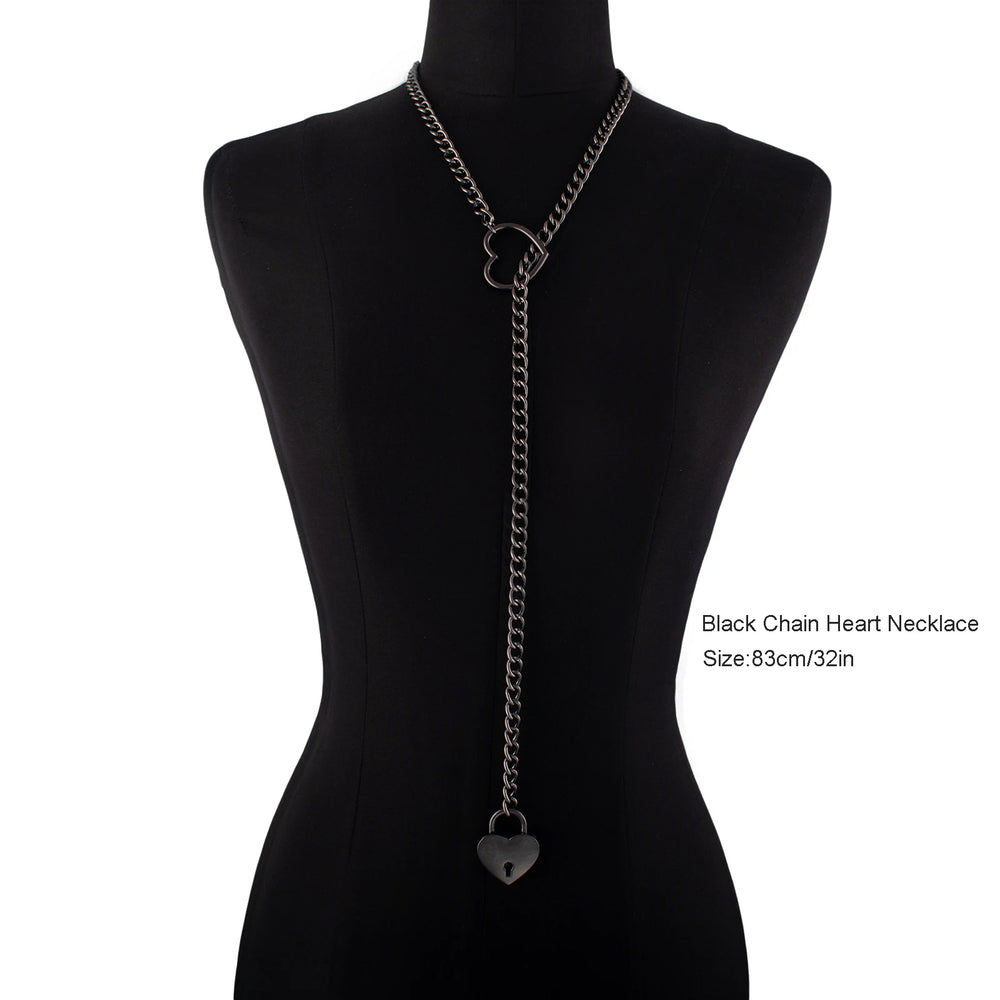 Heart Lock Slip Chain Necklace Love Chains Padlock Necklace.