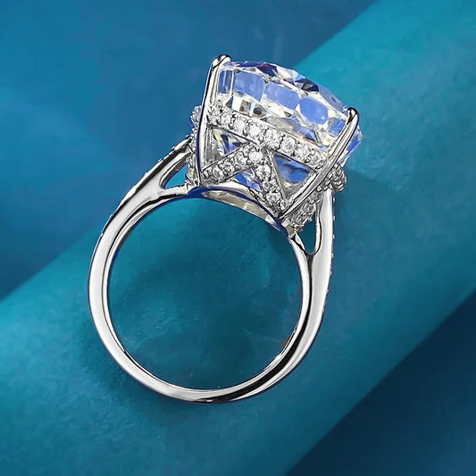 Handmade Oval Cut 15ct Lab Moissanite Diamond Ring 100% Real 925 Sterling Silver Rings.