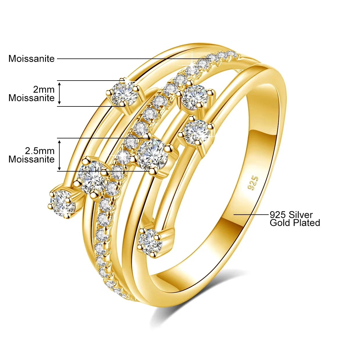 Szjinao Brand Trendy  Moissanite Ring Eternity Wedding Band Solid 925 Silver Rings For Women Jewelry Engagement Gift Dropship