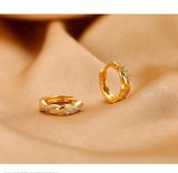 Luxury 24K Pure real gold Women's Diamond Twist Earrings