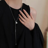 Stainless Steel Long with Pearls Necklace for Women Adjustable Chain Fashion Jewellery.