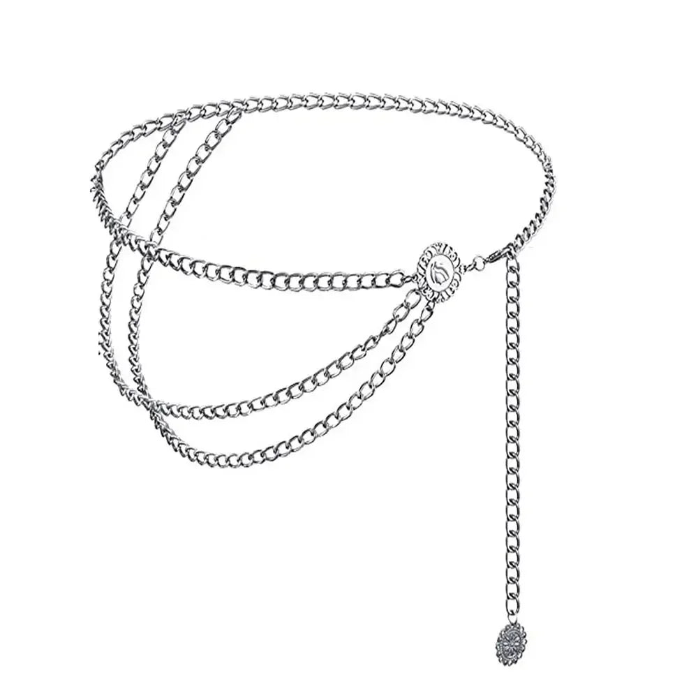Antique Ethnic Style Waist Chain Adjustable Metal Chain Belt .