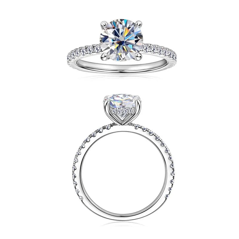 8mm 2.0CT Moissanite Solitaire Ring for Women 18k Gold Plated 925 Silver Engagement Wedding Promise Rings Finger Bands Jewelry