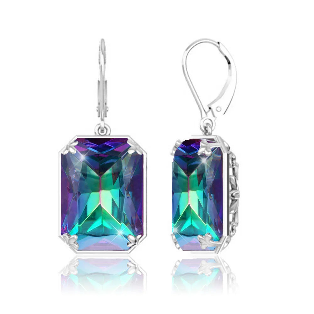 925 Sterling Sliver Earrings Vintage Ruby Gemstone  Lever Back Drop Earring Handmade Jewellery Designers.