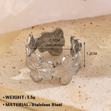 Elegant Stainless Steel Big Bloom Flower Rings, 18k Gold PVD Plated Open Ring Finger Jewelry.