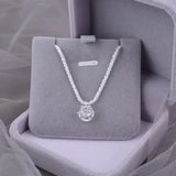 Moissanite 6 Prong Crown Pendant Necklace Real S925 Sterling Silver Sparkling Cauliflower Chain Fine Jewellery.