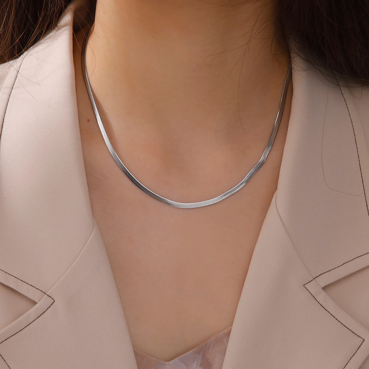 pretty Stainless Steel Necklace Gold Color Neck Jewelry