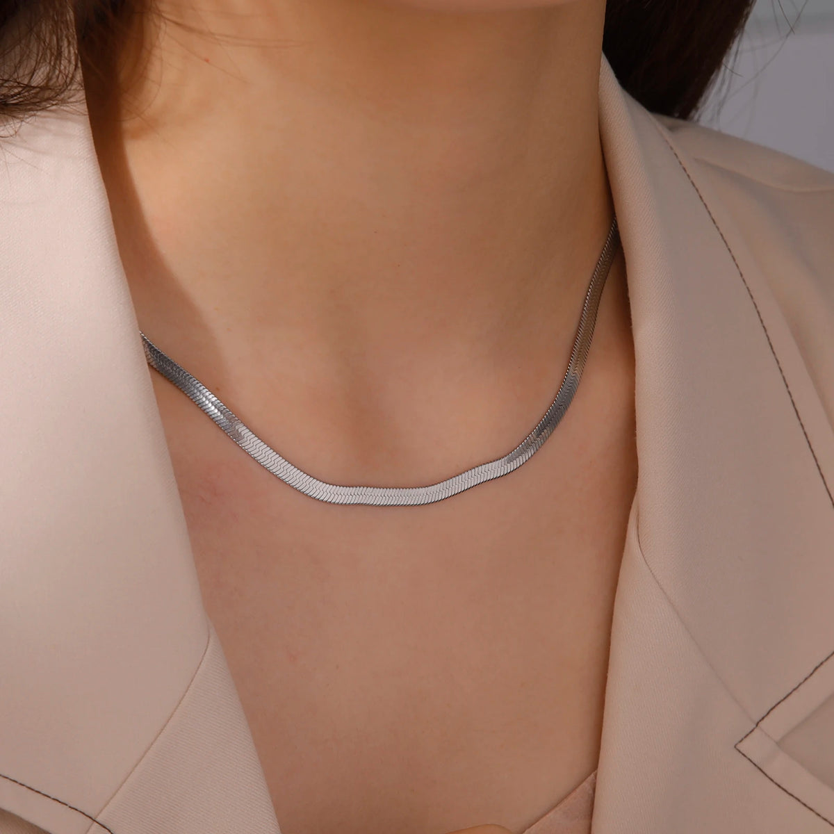 pretty Stainless Steel Necklace Gold Color Neck Jewelry
