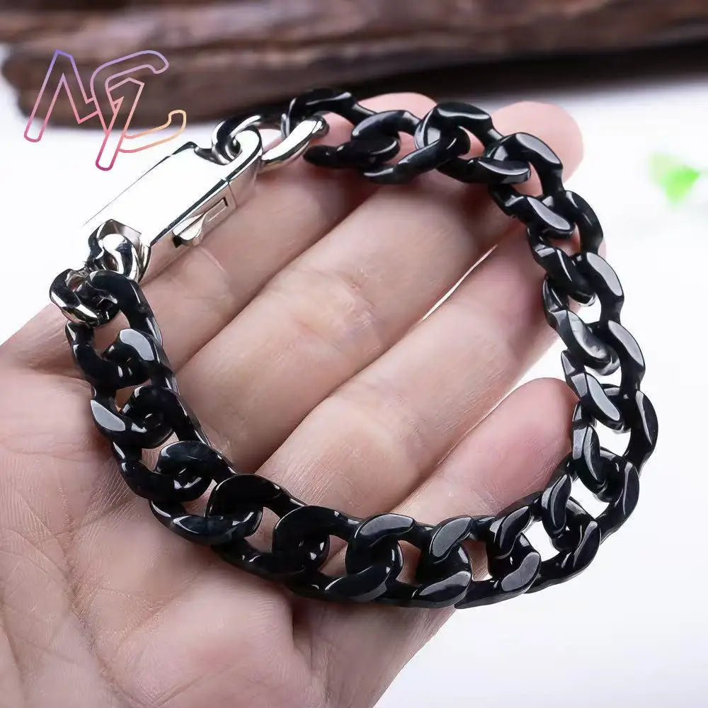 Green Myanmar Jadeite Chain Bracelet Charm Amulet Natural Burmese Jade Carved Gemstone Talismans Fashion Accessories Bangle