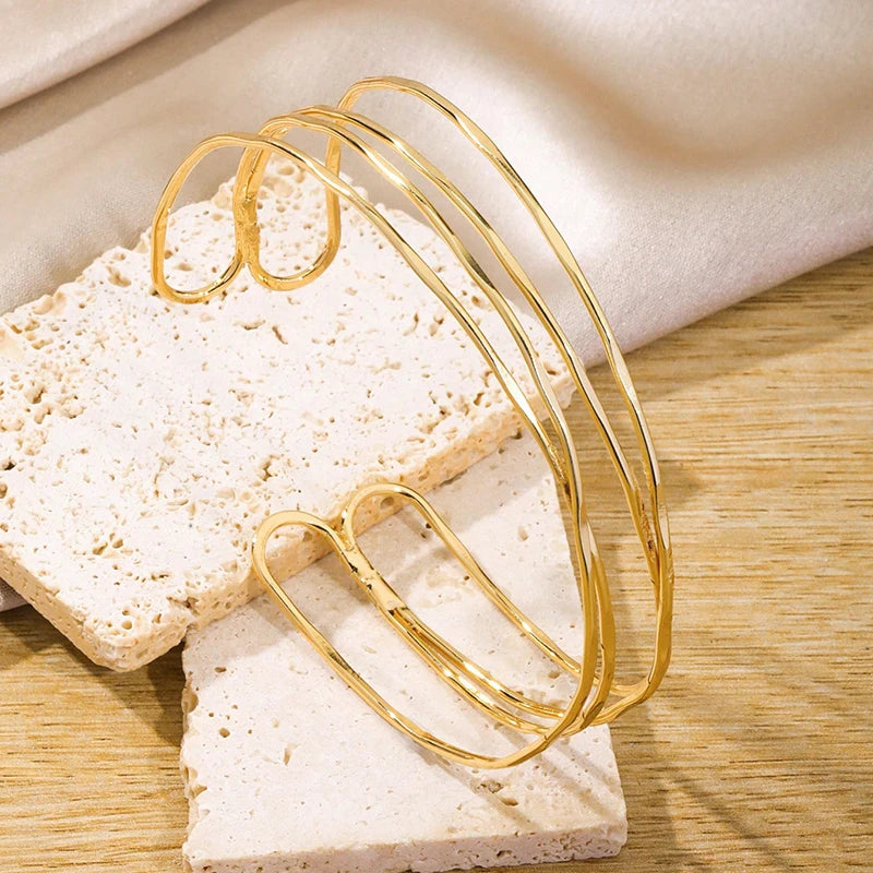 7 Pcs Upper Arm Bracelets Adjustable Gold Color Arm Cuff Bangle Women's Jewelry Gifts.