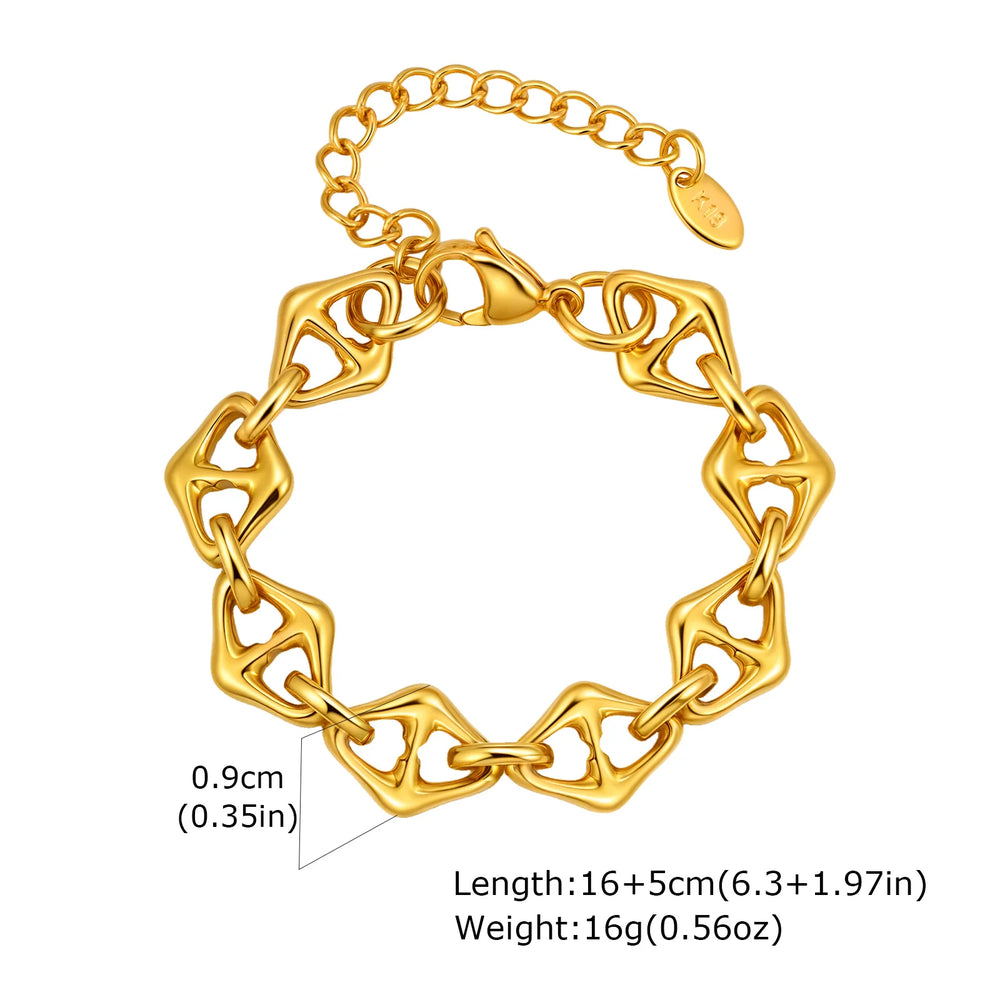 Chunky Bold Bracelets, Stainless Steel, Bracelet Gold Plated Tarnish Free.