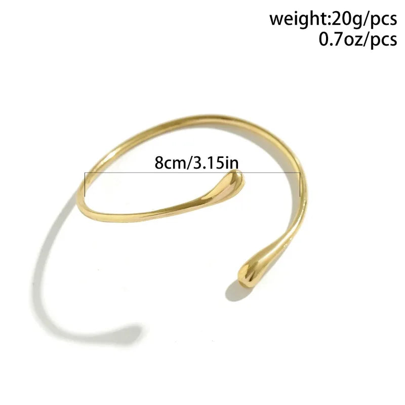 Stainless Steel Geometric Water Drop Shape Bangles Vintage  Upper Arm Bracelet Adjustable.