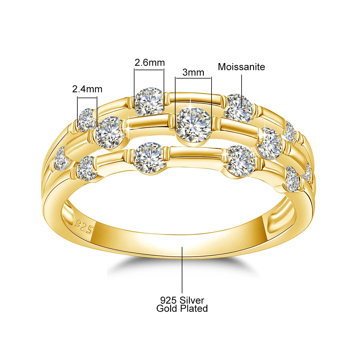 Szjinao Brand Trendy  Moissanite Ring Eternity Wedding Band Solid 925 Silver Rings For Women Jewelry Engagement Gift Dropship