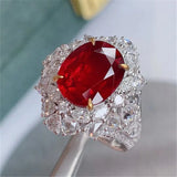 High-end 925 Sterling Silver Ruby Open-Ended Ring Elegant Precious Gemstone Finger Ring.