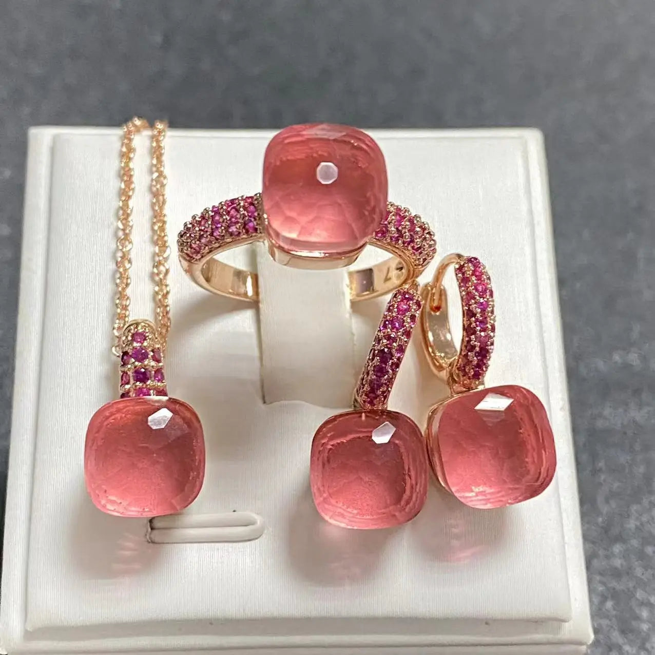 3Pcs Rose Gold Plated Jewelry set with Inlay Purple Zircon Crystal