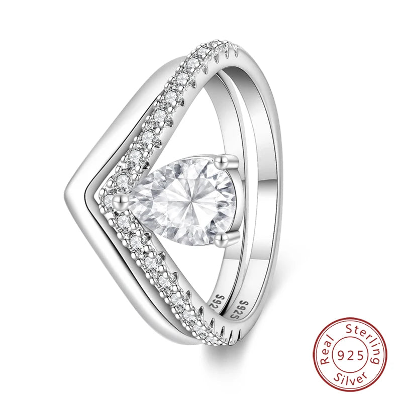 Original 925 Sterling Silver Minimalist Ring Sparkling Cubic Zirconia Ring Jewelry.