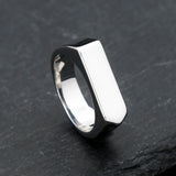 316L Stainless Steel Simple Rings For Men Square Band Flat Ring Charm Jewellery