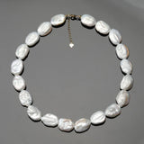 100% Natural Freshwater Bright White Irregular Square Pearl Necklace S925 Pure Silver.