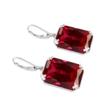 925 Sterling Sliver Earrings Vintage Ruby Gemstone  Lever Back Drop Earring Handmade Jewellery Designers.