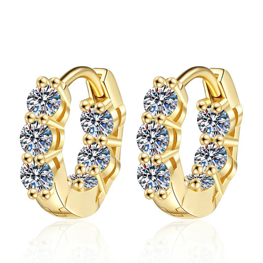 Luxury 100% Real 18k Gold Diamond Earrings Moissanite Earrings 1.2 karat D Color Moissanite Earrings.