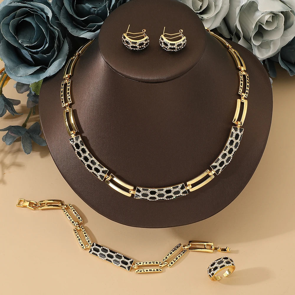 stainless steel  24K Real gold plating Retro thick chain Jewelry Set.