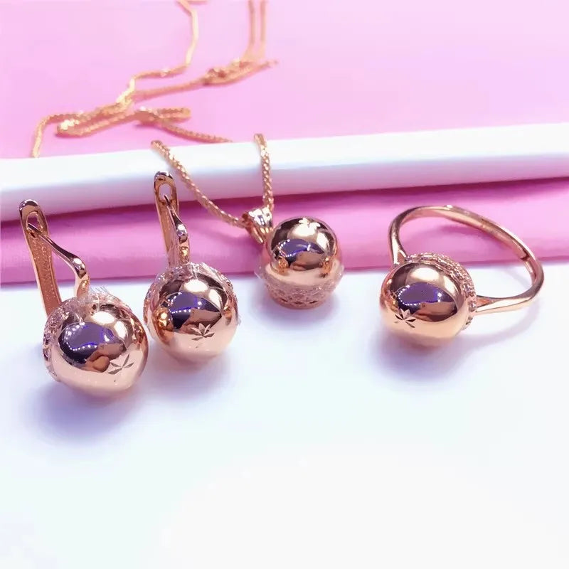 Purple Gold glossy Round sets Exquisite Light Luxury Plating 14k Rose Gold set.