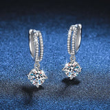 18K White Gold Platinum PT950 Earrings moissanite earrings classic four claw D color 1 carat earrings.