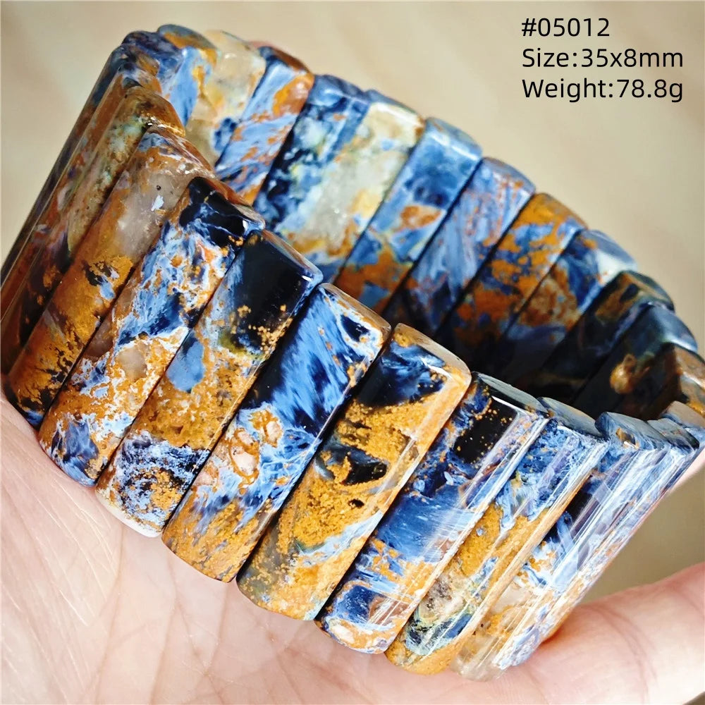 Natural Blue Pietersite Rectangle Beads Bracelet 17x10mm Stretch Gemstone Yellow Fire Pietersite From Namibia AAAAAA