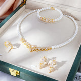 Pearl Jewelry Sets  Cubic Zirconia Set Full Jewellery Accessory.