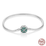 Bracelet Silver 925 Original Star Moon Sun Four Leaf Clover Green Zircon Bracelets Jewellery.
