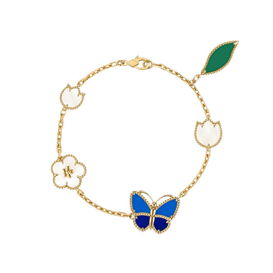 Hot Luxury Brand Real 925 Sterling Silver Bracelet Natural Shell Clover Flower Butterfly Chain Exquisite Couple Women Jewelry