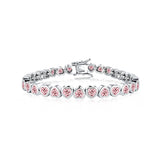 14K Gold Trendy Heart 4mm Lab Diamond Bangle Bracelet Jewellery Gift.
