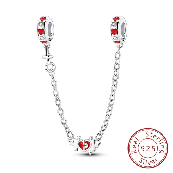 Safety Chain Fit Original 925 Sterling Silver Beads Moon Star Butterfly Heart shaped Jewellery Gift. Alternate View